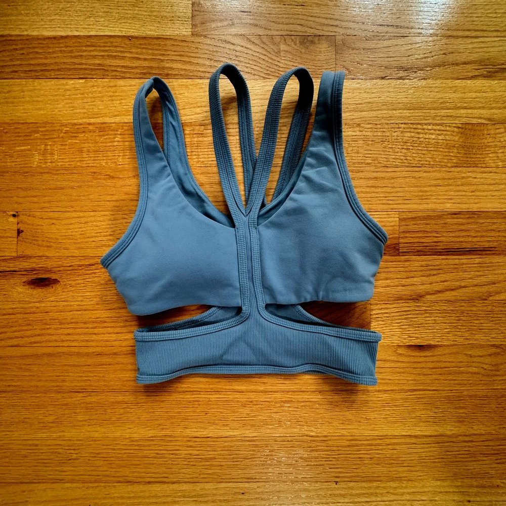 Alo Yoga Trackie Bra in Blue Haze